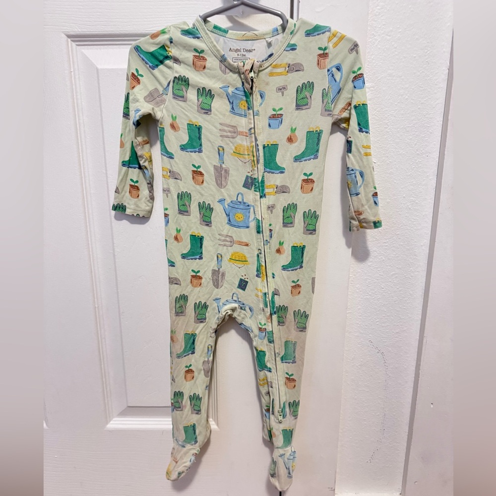 Angel Dear Green Garden Print Kids Onesie jammies